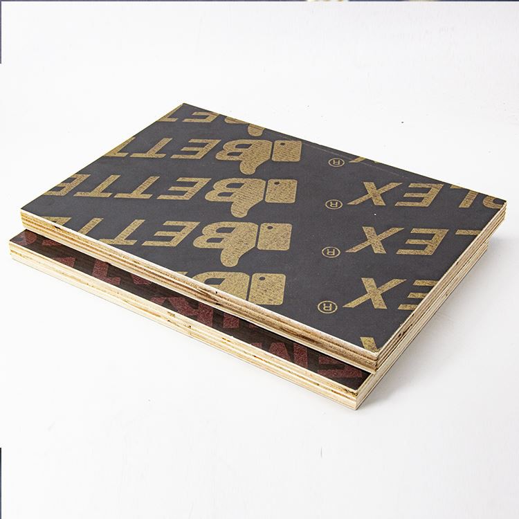 BETTEX film-faced plywood sheets stacked, smooth black shuttering plywood for construction