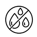 No water allowed icon showing crossed-out water droplets