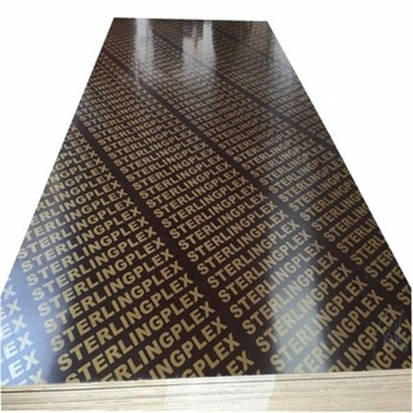 Sterlingplex branded film-faced plywood sheet with glossy finish and layered edge