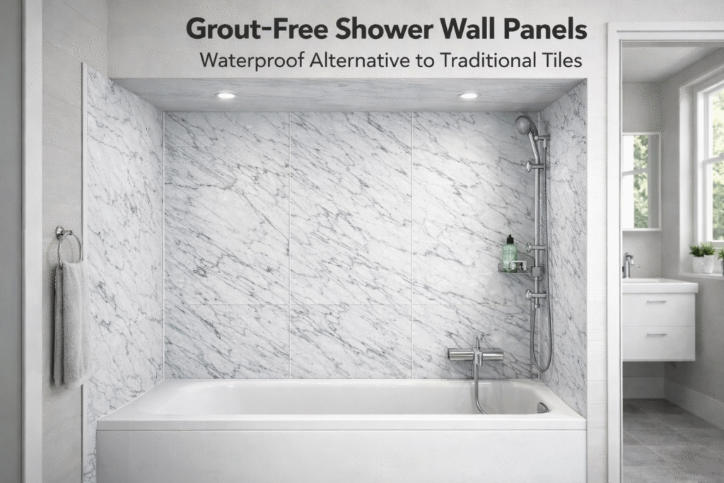 shower wall panels marble effect waterproof bathroom